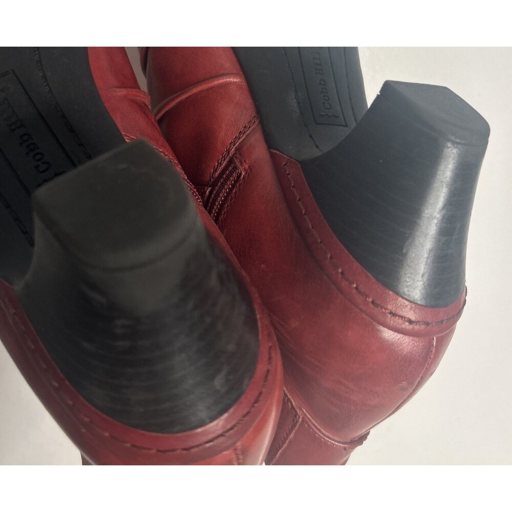 Rockport Cobb Hill Ankle Boots Heel side zip Up Red Women's 9M Y2K - Picture 7 of 7